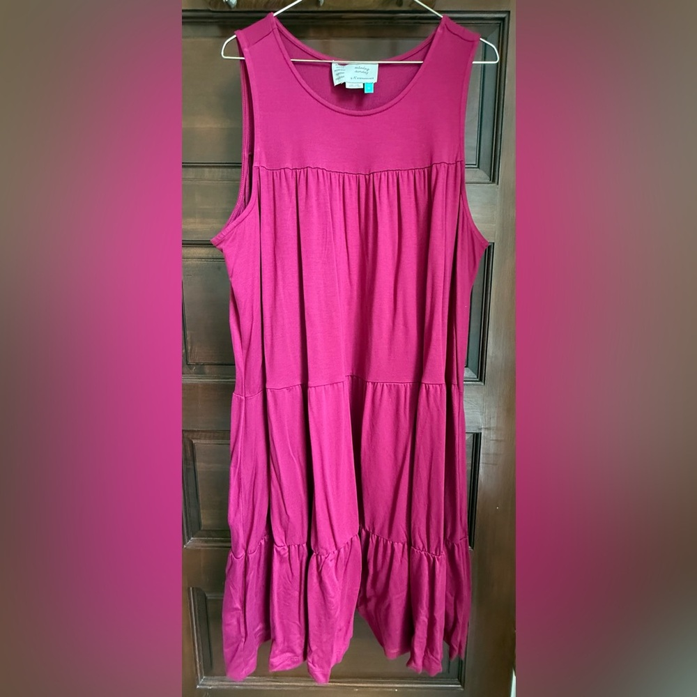 NWOT Anthropologie Plus Sleeveless Pink Tiered Dress